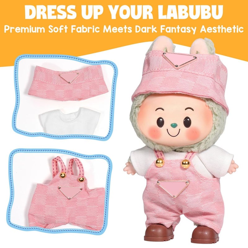 AICase for 17cm Doll Clothes/Outfit,Clothes Set for 17cm Doll,3 Piece Set Hat Clothing,Boys and Girls Stylish Adorable Dolls Clothes Accessories_Pink - Image 3